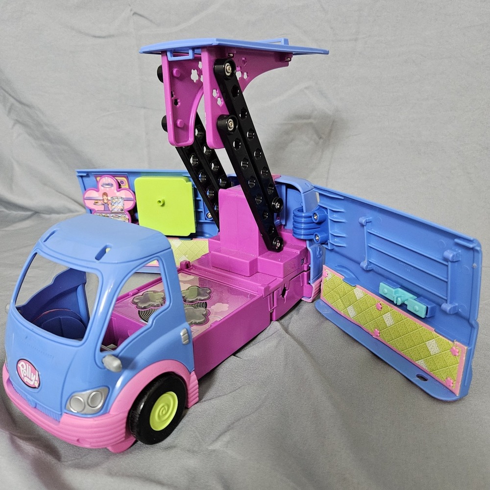Polly Pocket Tour Bus Van Playset Blue Pink‎ Fold Out
